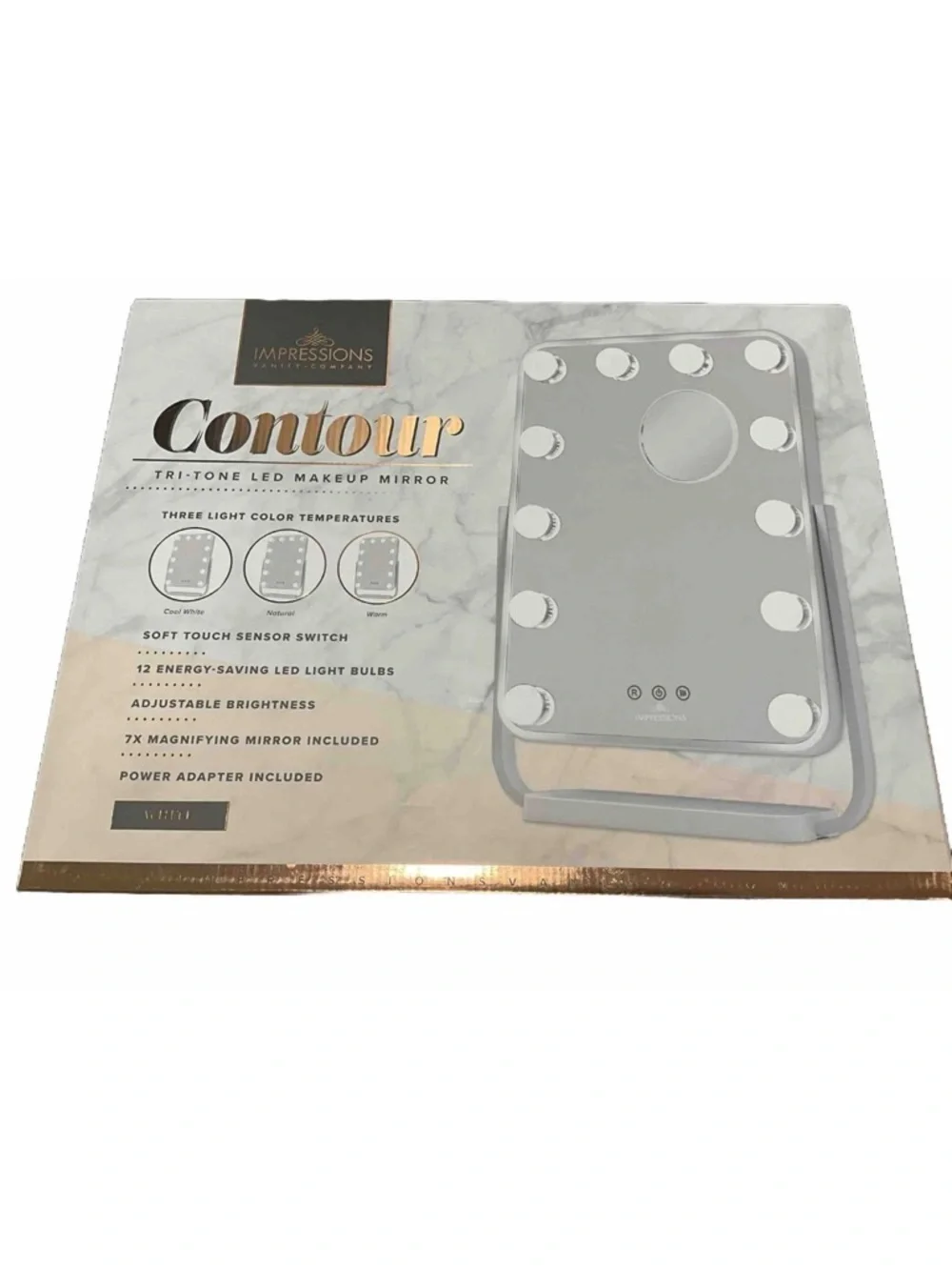 Impressions Contour Tri-Tone LED Makeup Mirror - White